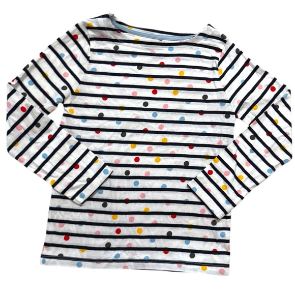 Mini Boden Other - Mini Boden Girls Long Sleeve Tee Striped Polka Dot Cotton Shirt Size 7–8